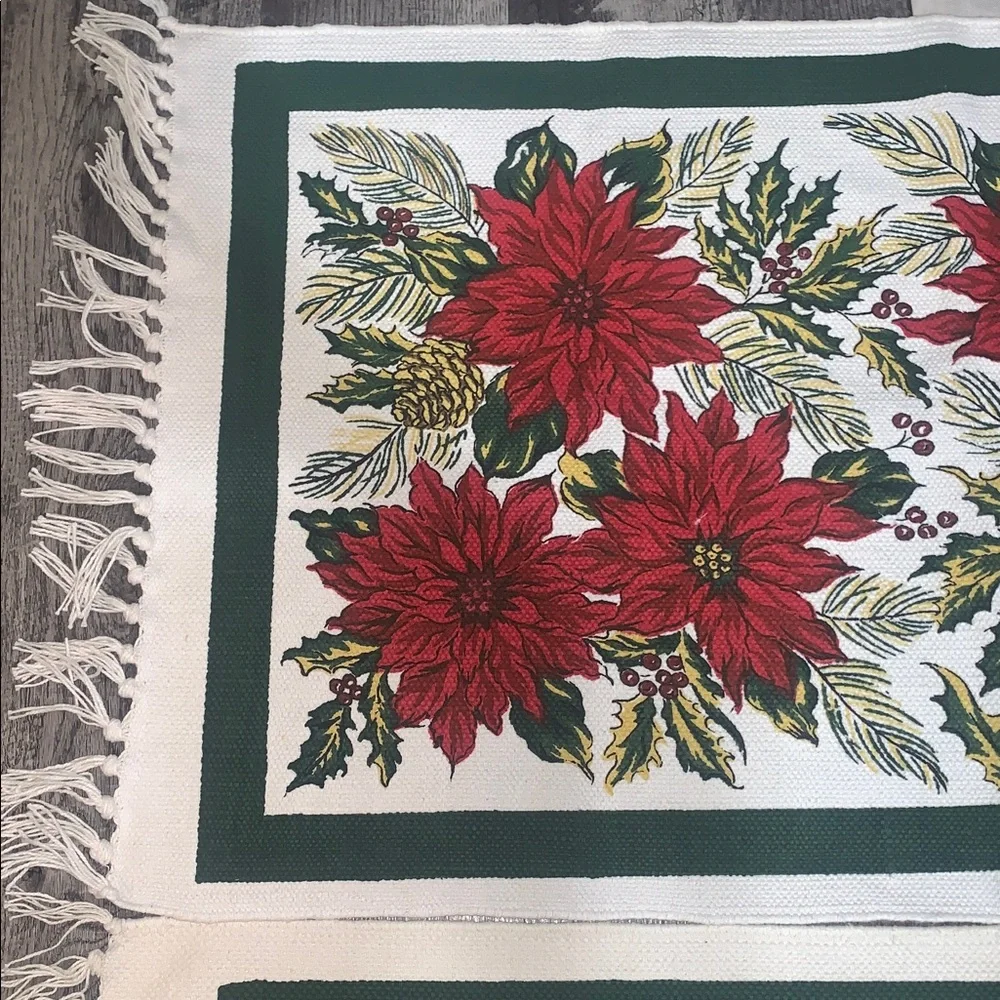 Poinsettias Door Mats - Set of 2